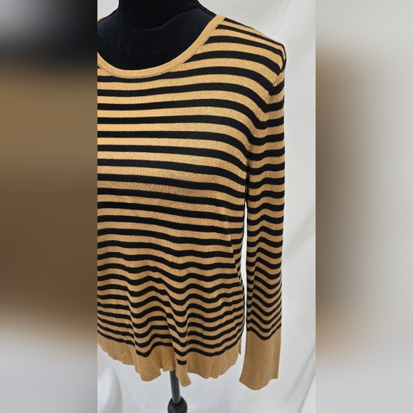Eileen Fisher women M round neck sweater silk blend preppy striped french career - Picture 5 of 11